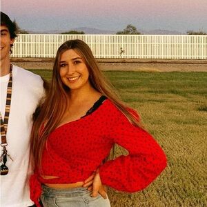 Billabong Red Wrap Crop Blouse with Long Sleeves